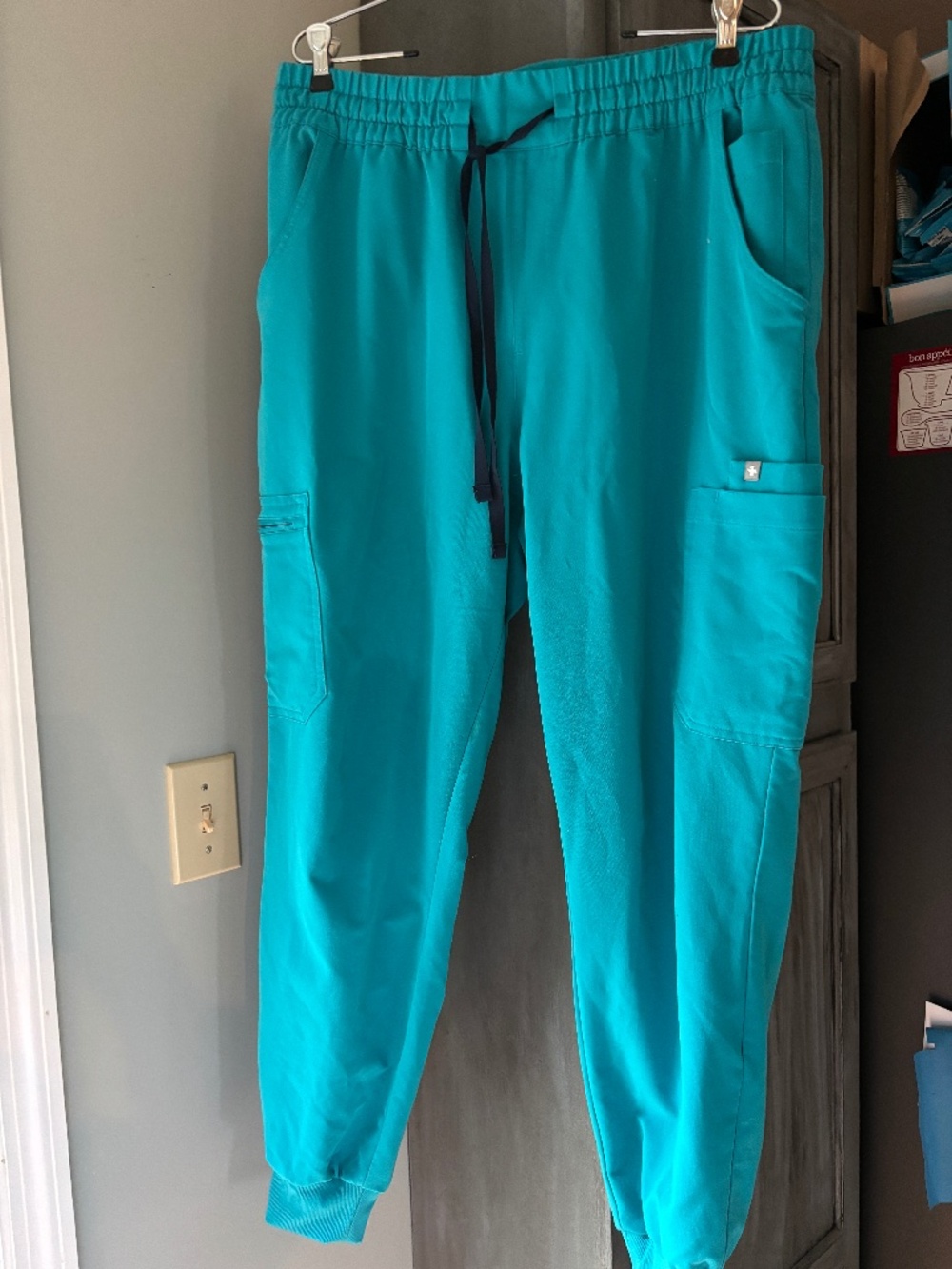Figs teal high waisted uman relaxed jogger scrub pant